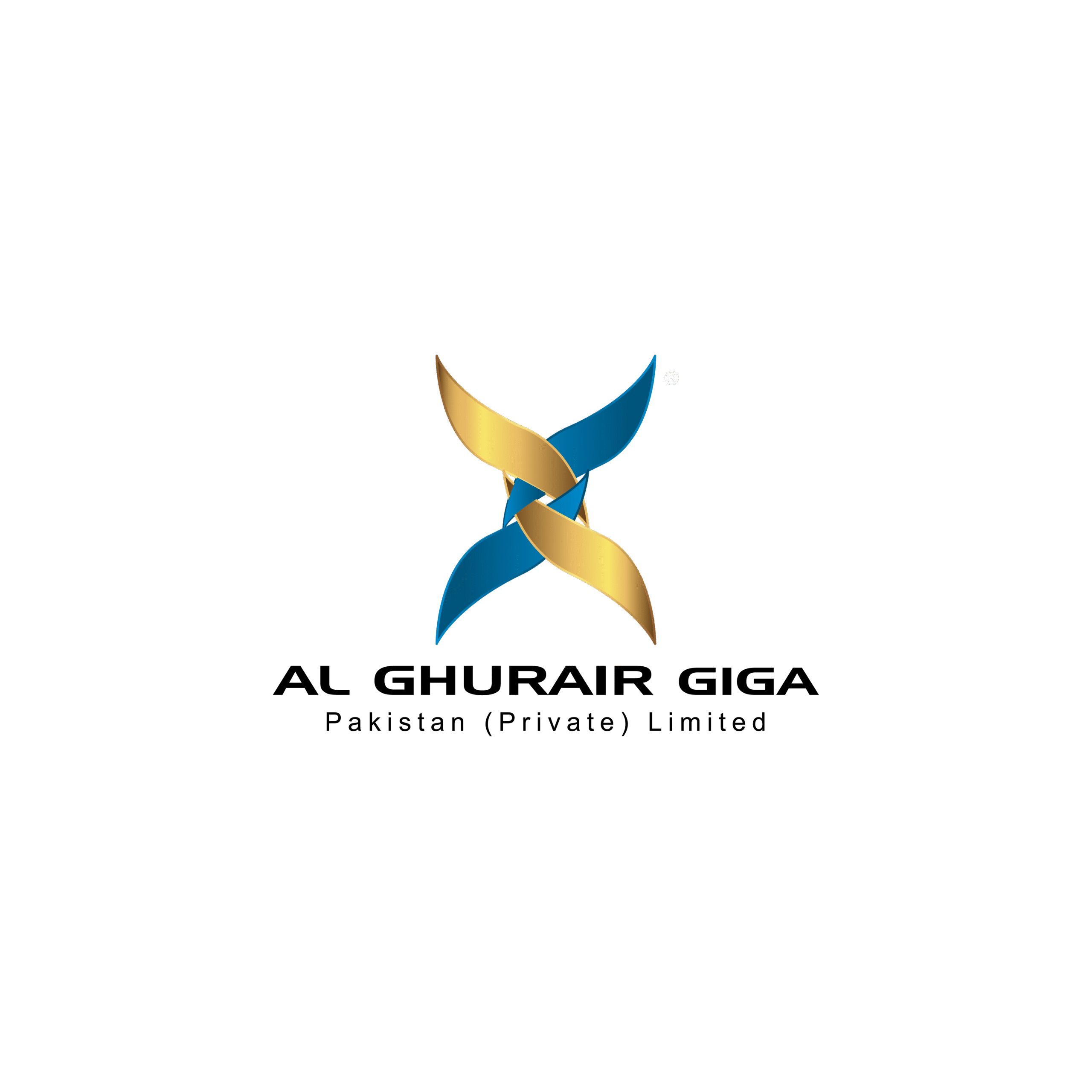 Al Ghurair Giga logo blue and gold abstract eagle symbol representing the Pakistan based real estate joint venture.