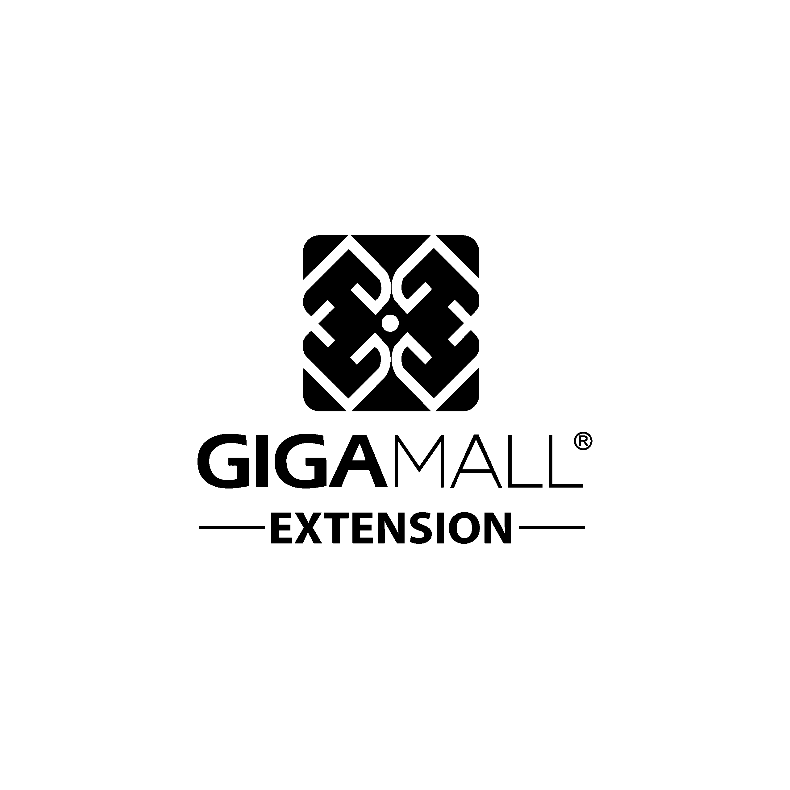 Giga Mall Extension logo bold black and white icon indicating the expansion of a popular shopping mall in Islamabad.